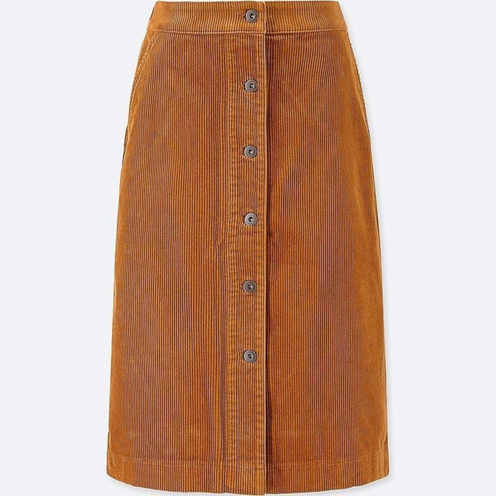 Uniqlo corduroy high-waist button skirt